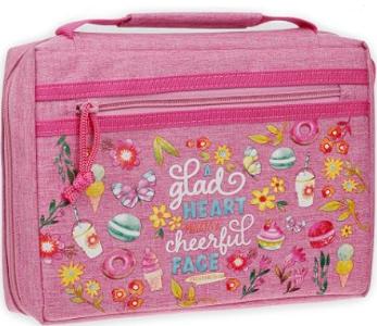 Bible Cover Medium – Glad Heart Cheerful Face – Pink